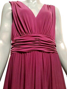 Suzi Chin for Maggy Boutique Plum Burgandy V-neck Sleeveless Dress Plus Size 14